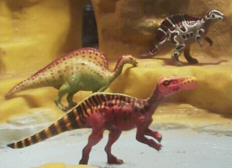 The UHA Dino Tales Suchomimus from Kaiyodo , the mini Battat Ouranosaurus and Play Vision Ouranosaurus.