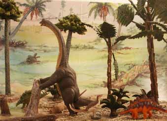 Tomi Brachiosaurus, Micro Machine Stegosaurus and Camptosaurus and K&M Stegosaurus. 